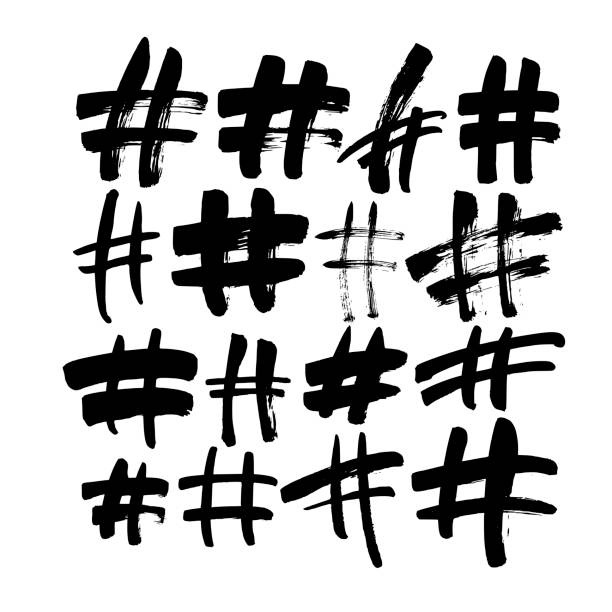 hand gezeichnete hashtag zeichen isoliert auf weißem hintergrund. vektor-clipart für soziale medien. - hashtag stock-grafiken, -clipart, -cartoons und -symbole