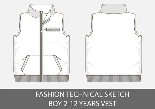 Fashion technical sketch boy 2-12 years vest