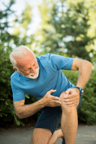 istock Sporty senior man having a leg injury. 1167030458