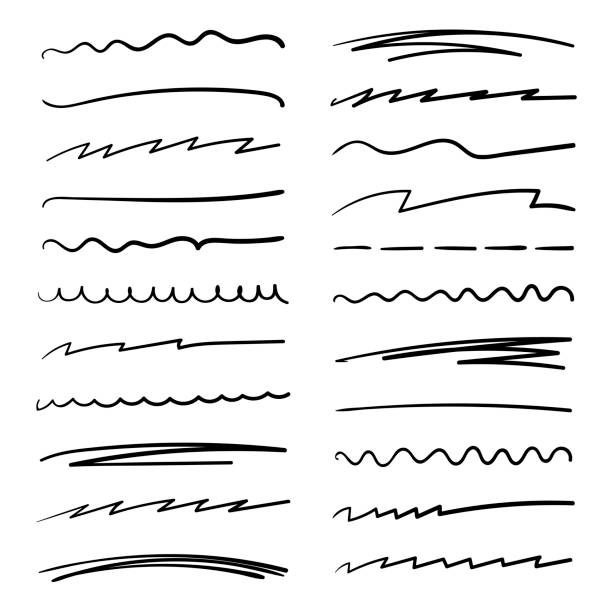 Handmade collection set of underline strokes in marker brush doodle style. Various Shapes. Vector graphic design Handmade collection set of underline strokes in marker brush doodle style. Various Shapes. Vector graphic design. underline illustrations stock illustrations