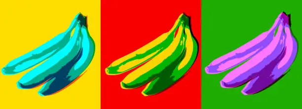 Vector illustration of Bananas in a Posterized or Pop Art style
