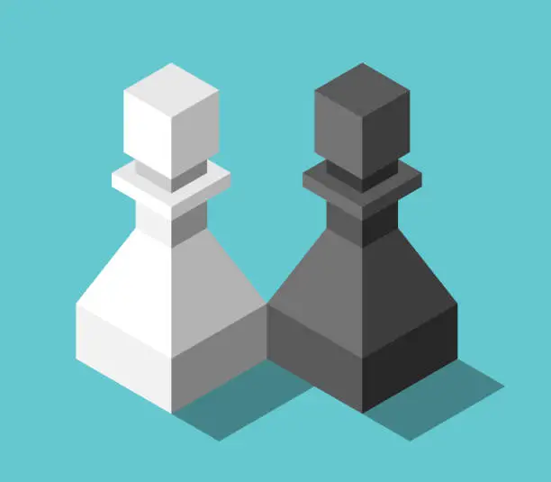 Vector illustration of Isometric couple, different pawns