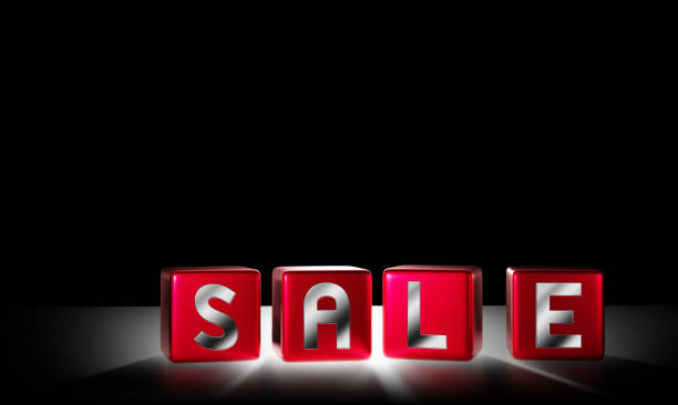 istock Sale cubes with light design on black background 3D render 1167043415