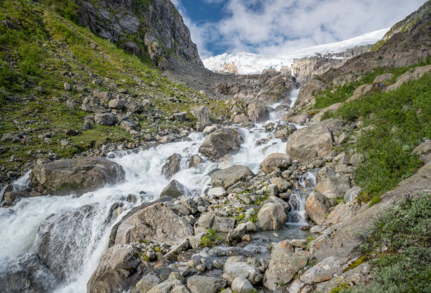 River running from the million year old Buerbreen Glacier, Folgefonna National Park, Norway. Nikon D850. Converted from RAW.