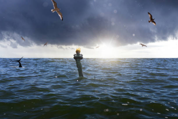 istock Statue of Liberty sinks in the ocean 1167050023