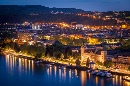 Panorama of Koblenz at evening