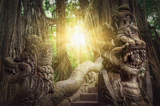 Ancient dragon sculptures on the bridge