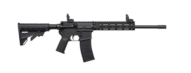 istock Modern automatic rifle isolated on white background. Reliable universal carbine for the army, police, special forces and for self-defense. 1167053046