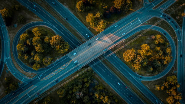 istock Drone view of traffic, interstate, cars 1167053983