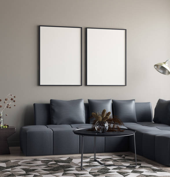 istock Mock up poster in interior with minimal decor 1167055240
