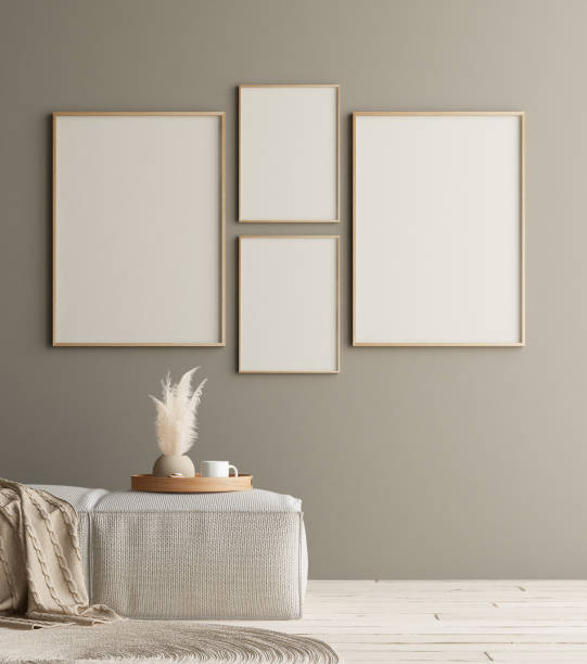 istock Mock up poster in home interior with minimal decor, Scandinavian concept 1167055250