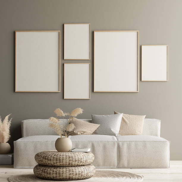 istock Mock up poster in home interior with minimal decor, Scandinavian concept 1167055267