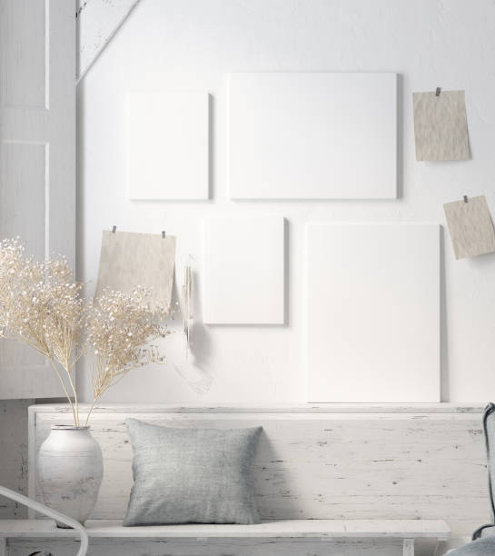 Poster mock up in rustic home interior, Scandinavian lifestyle concept