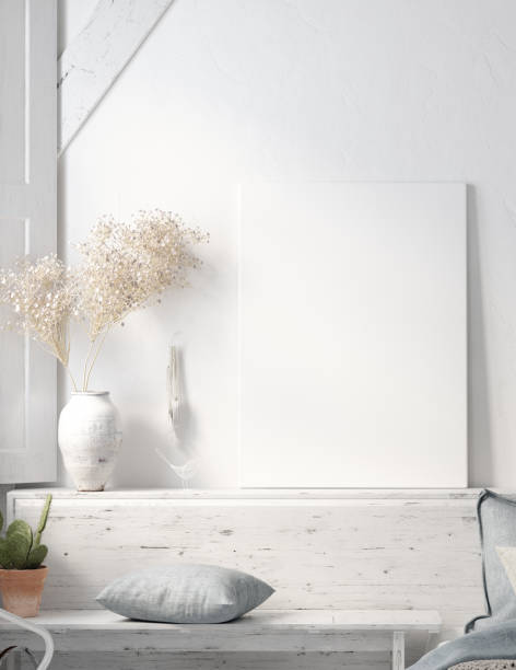 istock Poster mock up in rustic home interior, Scandinavian lifestyle concept 1167055276