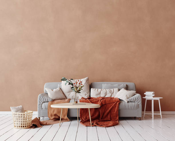 istock Cozy Scandinavian interior with sofa and minimal decor 1167055278