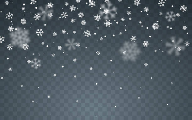 Christmas snow. Falling snowflakes on dark background. Snowfall. Vector illustration.