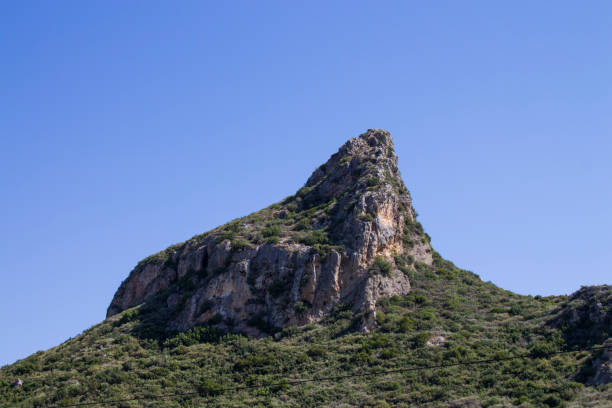 Photo of Mountain against the blue sky. Aiming for the top