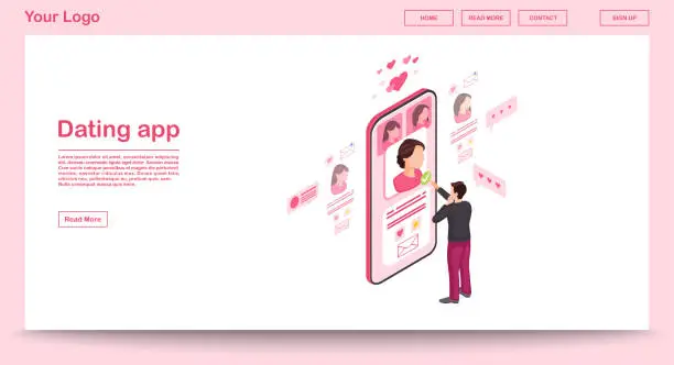 Vector illustration of Dating app webpage