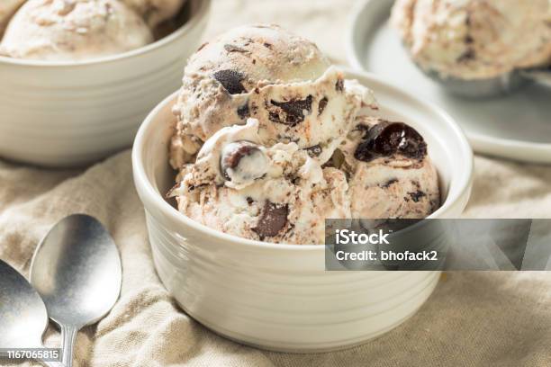Homemade Moose Tracks Ice Cream Stock Photo - Download Image Now - Ice Cream, Peanut Butter, Brownie
