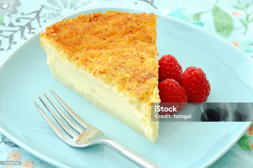 Crustless Egg Custard Pie Slice Stock Photo - Download Image Now