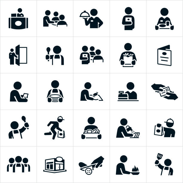 restaurant-personal icons - sales clerk stock-grafiken, -clipart, -cartoons und -symbole