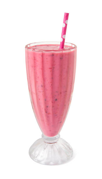 istock Fresh berry mix smoothie in a tall glass on a white background isolated 1167070027