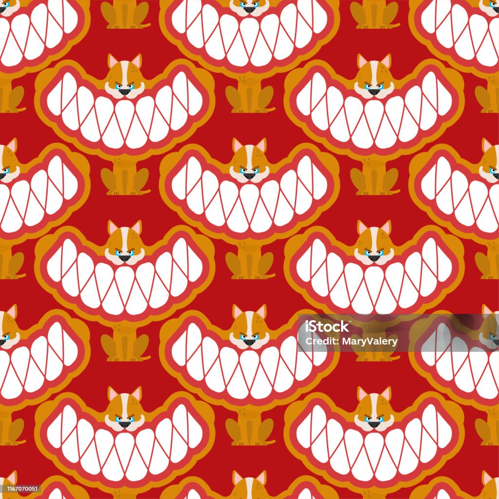 Anry Pattern Little Angry Dog Pattern Seamless Small Pet Teeth Grin Background ...