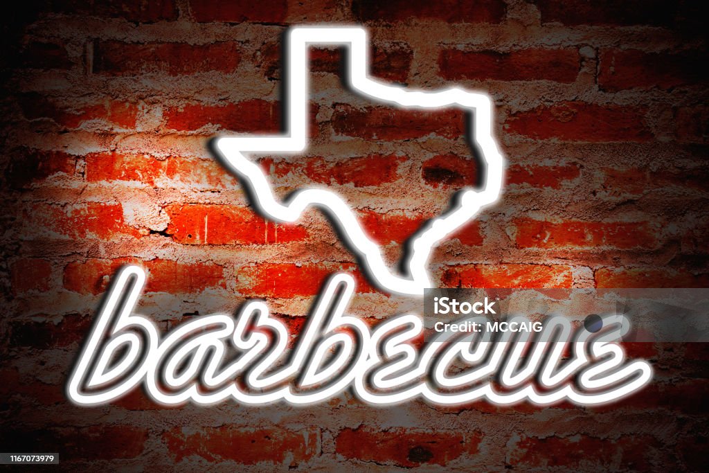 Texas Barbecue Neon Sign Austin - Texas Stock Photo