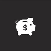 istock piggy bank icon. Filled piggy bank icon for website design and mobile, app development. piggy bank icon from filled finance collection isolated on black background. 1167075458