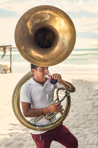 Musician man playing the tuba