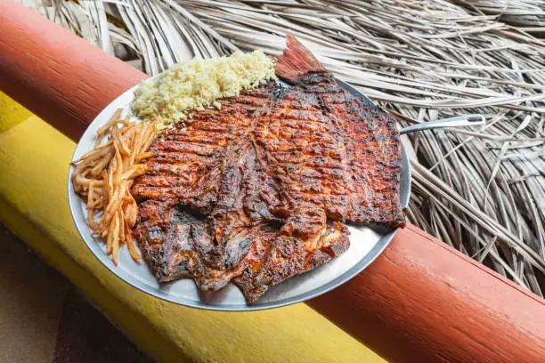 Traditional Mexican barbecued fish called “Pescado a la Talla”
