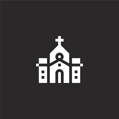 church icon. Filled church icon for website design and mobile, app development. church icon from filled holidays collection isolated on black background.