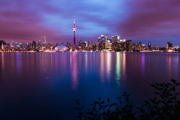 Lightning Strikes on Toronto, Canada stock photo