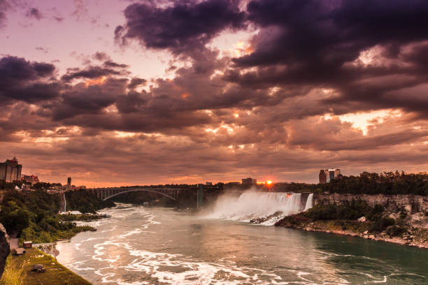 Sunrise on the American Niagara Falls stock photo