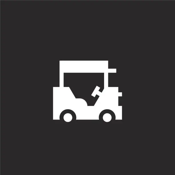 Vector illustration of golf cart icon. Filled golf cart icon for website design and mobile, app development. golf cart icon from filled transportation collection isolated on black background.