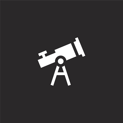 telescope icon. Filled telescope icon for website design and mobile, app development. telescope icon from filled learning collection isolated on black background.