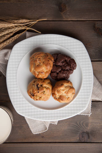 istock Cookies on white plate bird's eye view 1167088928