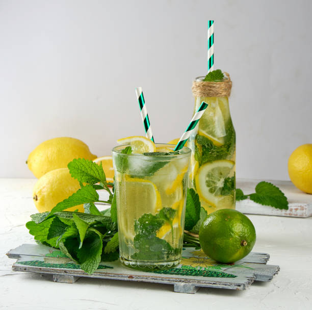 istock summer refreshing drink lemonade with lemons, mint leaves, lime in a glass 1167092601