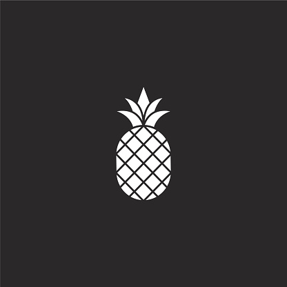 pineapple icon. Filled pineapple icon for website design and mobile, app development. pineapple icon from filled fruit collection isolated on black background.
