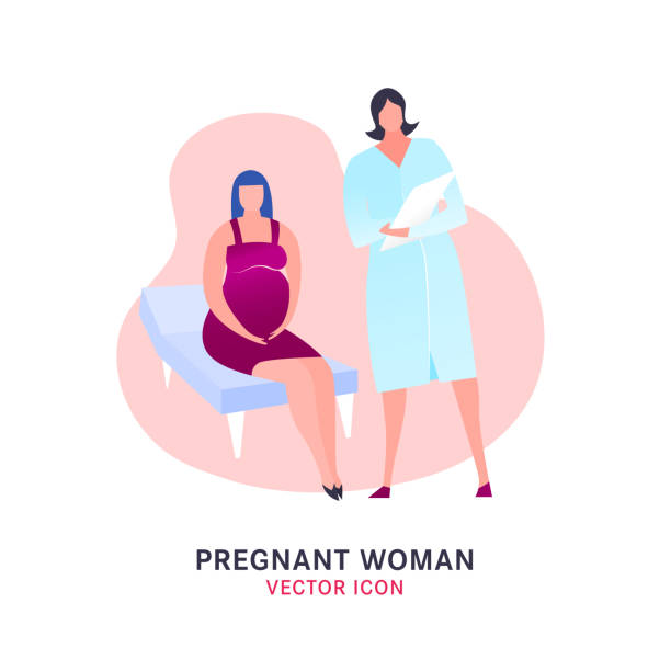 kobieta w ciąży obraz - human pregnancy midwife visit healthcare and medicine stock illustrations