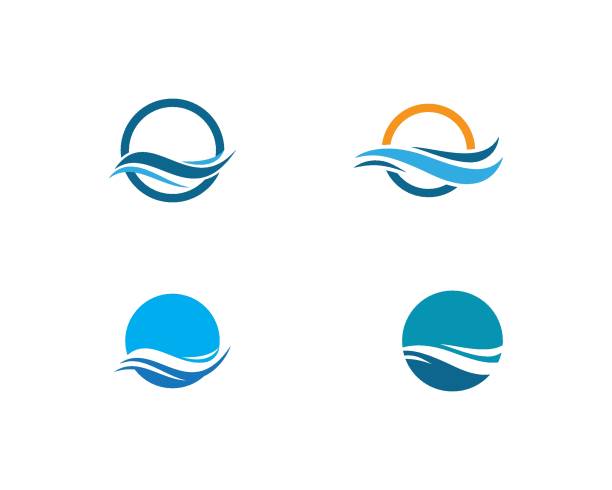 stockillustraties, clipart, cartoons en iconen met water wave symbool en pictogram logo sjabloon - wind surfen