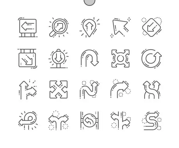 Vector illustration of Direction Well-crafted Pixel Perfect Vector Thin Line Icons 30 2x Grid for Web Graphics and Apps. Simple Minimal Pictogram