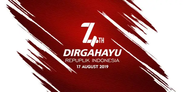 Vector illustration of 17 August. Indonesia Happy Independence Day greeting card, dirgahayu republik indonesia, 74th anniversary, translation: long live the republic of indonesia