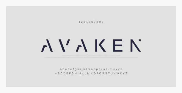 Vector illustration of Abstract minimal modern alphabet fonts. Typography technology electronic digital music future creative font. vector illustraion