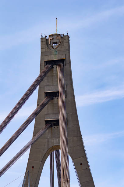 istock A bridge across the river with stretching cables. 1167130176