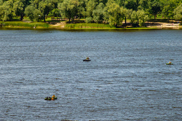 The water horizon of the Dnieper River. Background image.