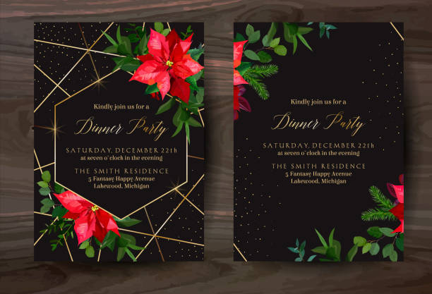 ilustrações, clipart, desenhos animados e ícones de frames vermelhos do inverno do projeto do vetor do poinsettia do natal no preto. - retro revival old fashioned diamond diamond shaped