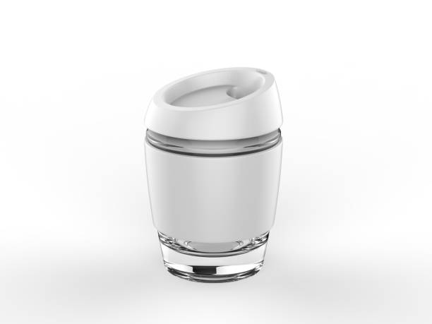 Blank Reusable Glass Coffee Mug with Silicone Lid and Silicone Sleeve For Branding.
