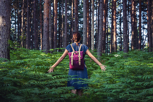 Woman traveling in nature.