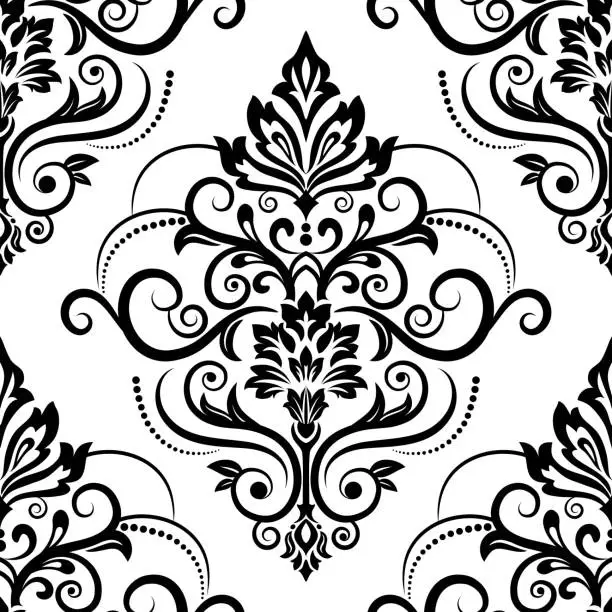 Vector illustration of Seamless oriental pattern. Vector vintage floral seamless pattern element. Damask wallpaper.